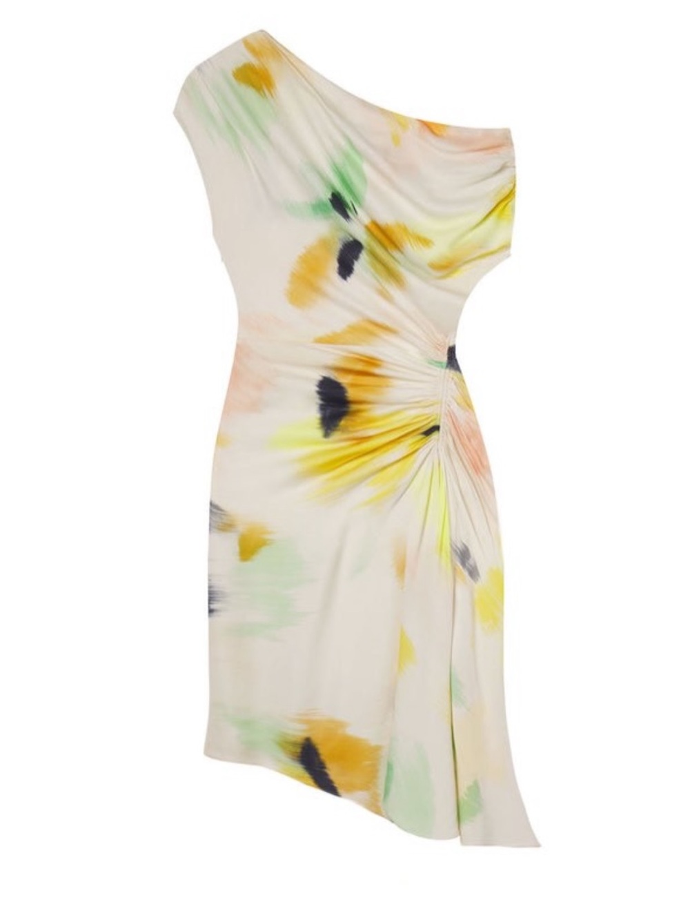 A.L.C. One-Shoulder Floral-Print Dress in Cream, Yellow and Green